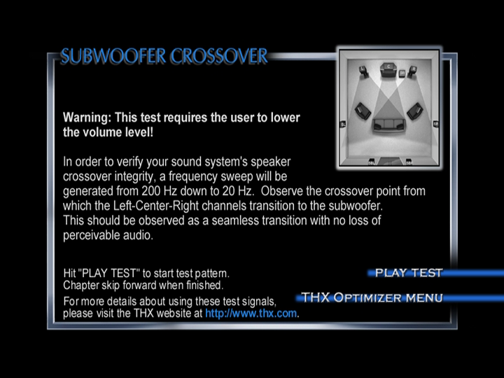 THX optimizer crossover settings