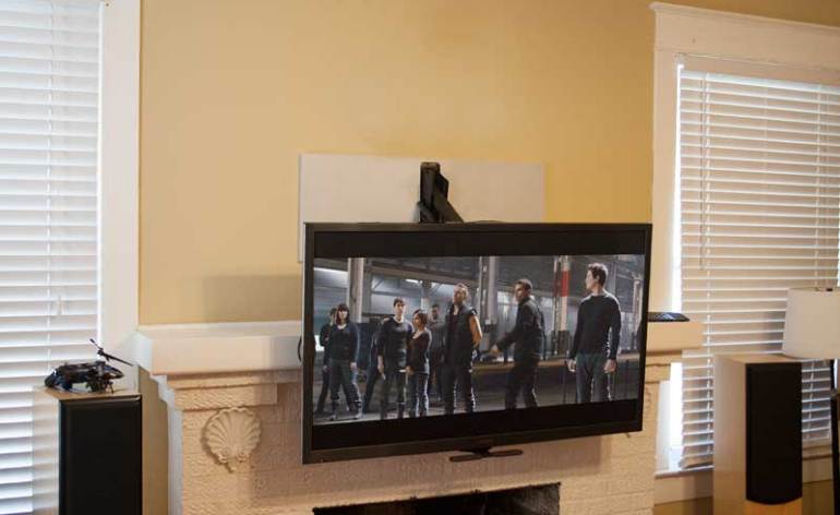 MantelMount Fireplace TV mount lowered