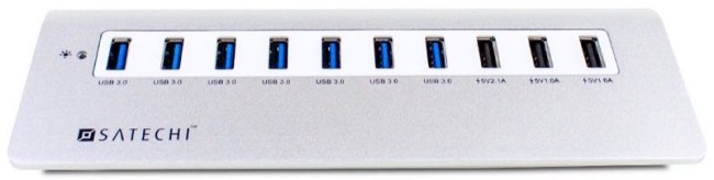 Satechi 10 Port USB 3 Aluminum Hub front